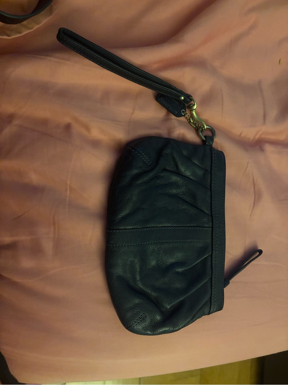 Coach Black Leather Wristlet Clutch